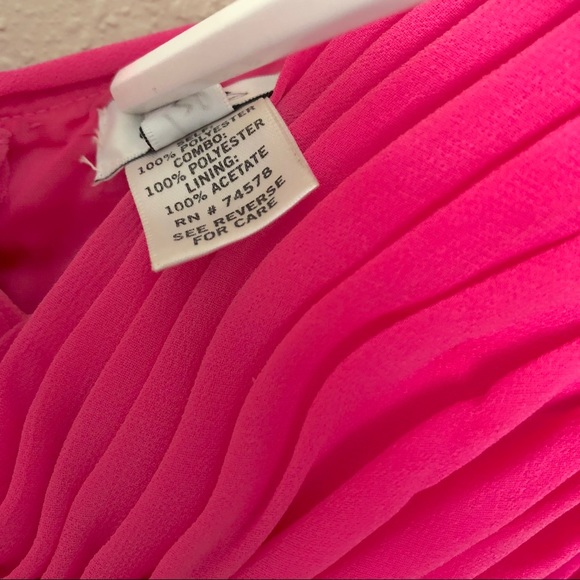 CACHE Pink High Low Illusion Chiffon Dress Sz 4 - Picture 8 of 8